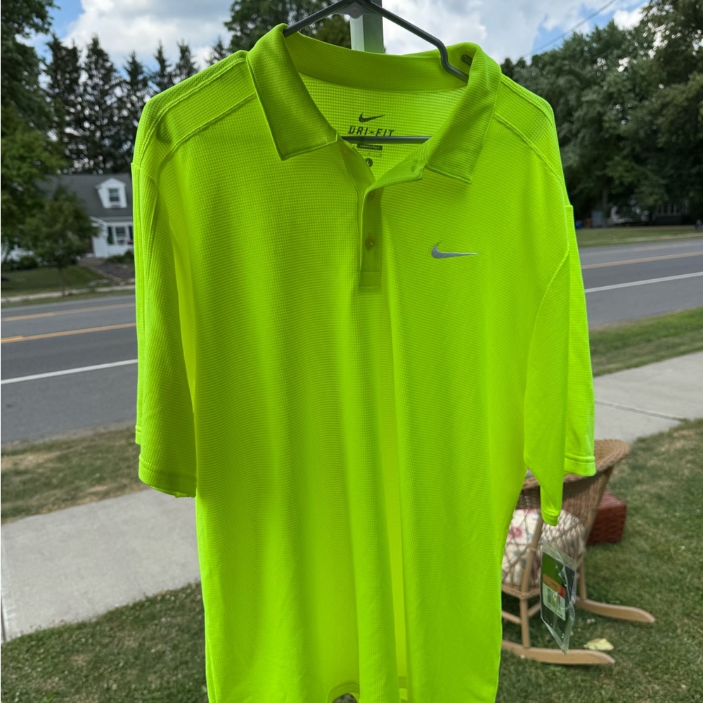 Nike Men's Bright Green Polo Shirt